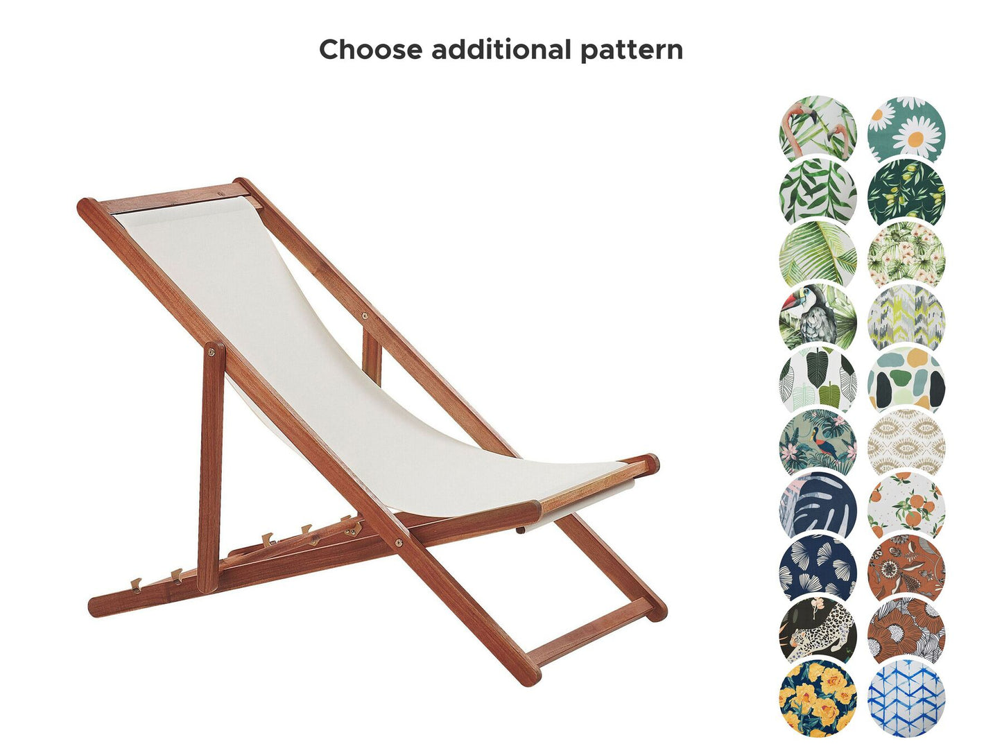 Folding Deck Chair ANZIO with Replacement Fabrics Acacia Wood Dark Brown