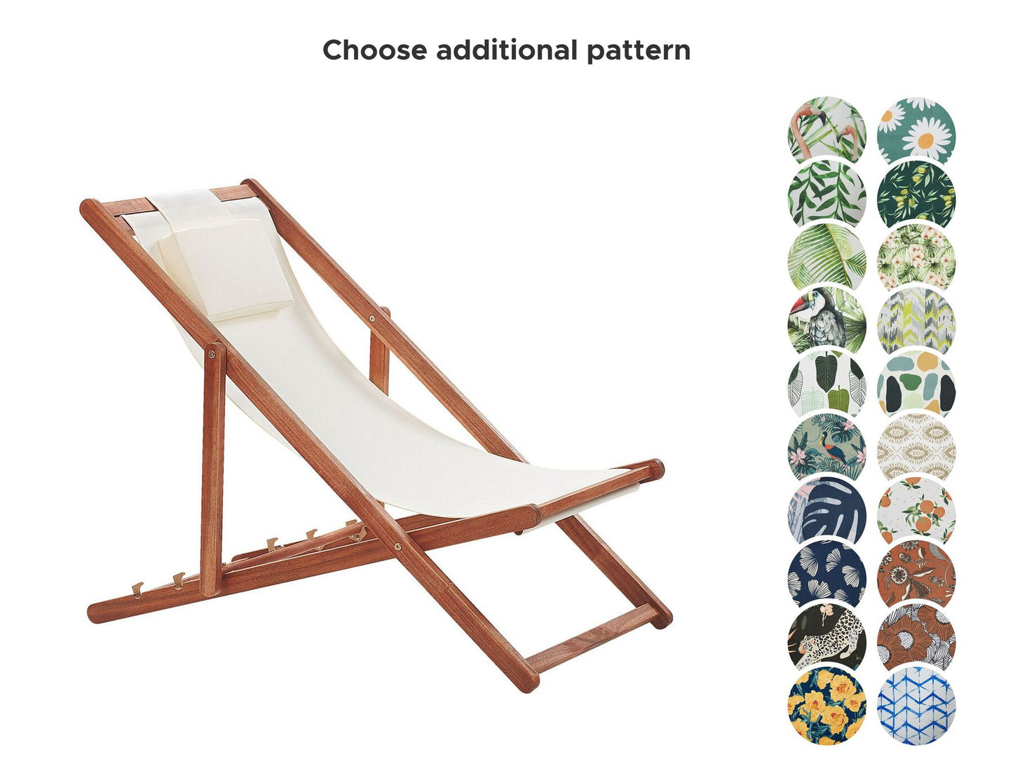 Folding Deck Chair and 2 Replacement Fabrics (Various Options) Dark Wood AVELLINO