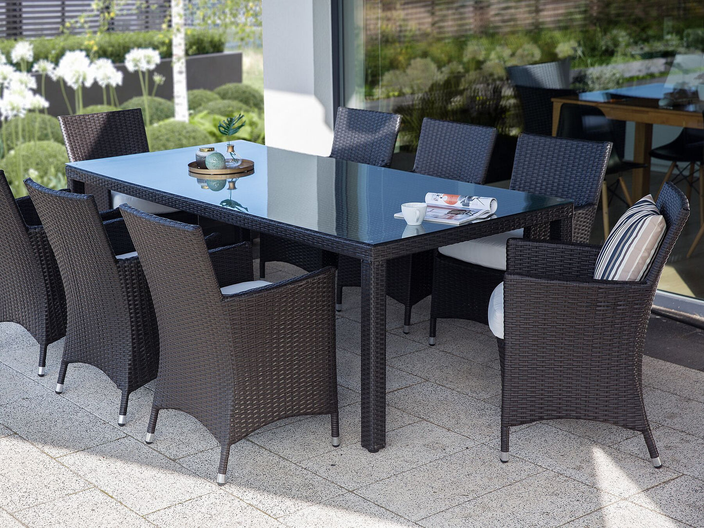 Garden Dining Table cm cm Glass Dark Brown