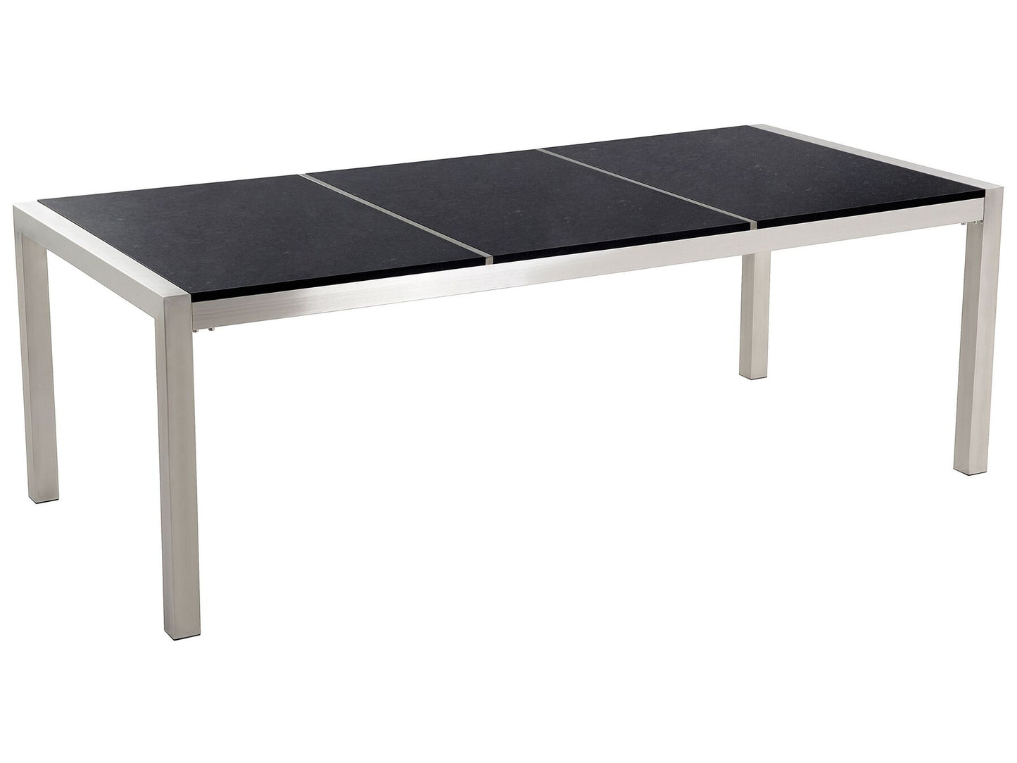 Garden Dining Set 8 Seater GROSSETO Triple Plate Granite Polished Black/ Beige
