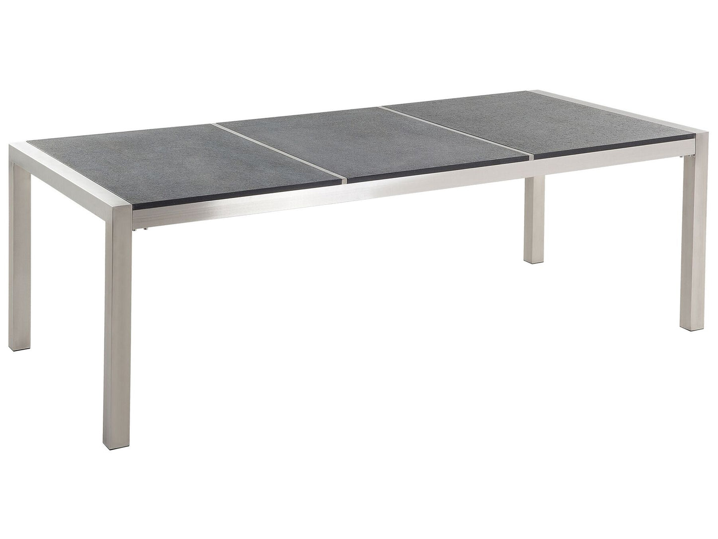 Garden Dining Set 8 Seater GROSSETO Triple Plate Granite Flamed Black/ White