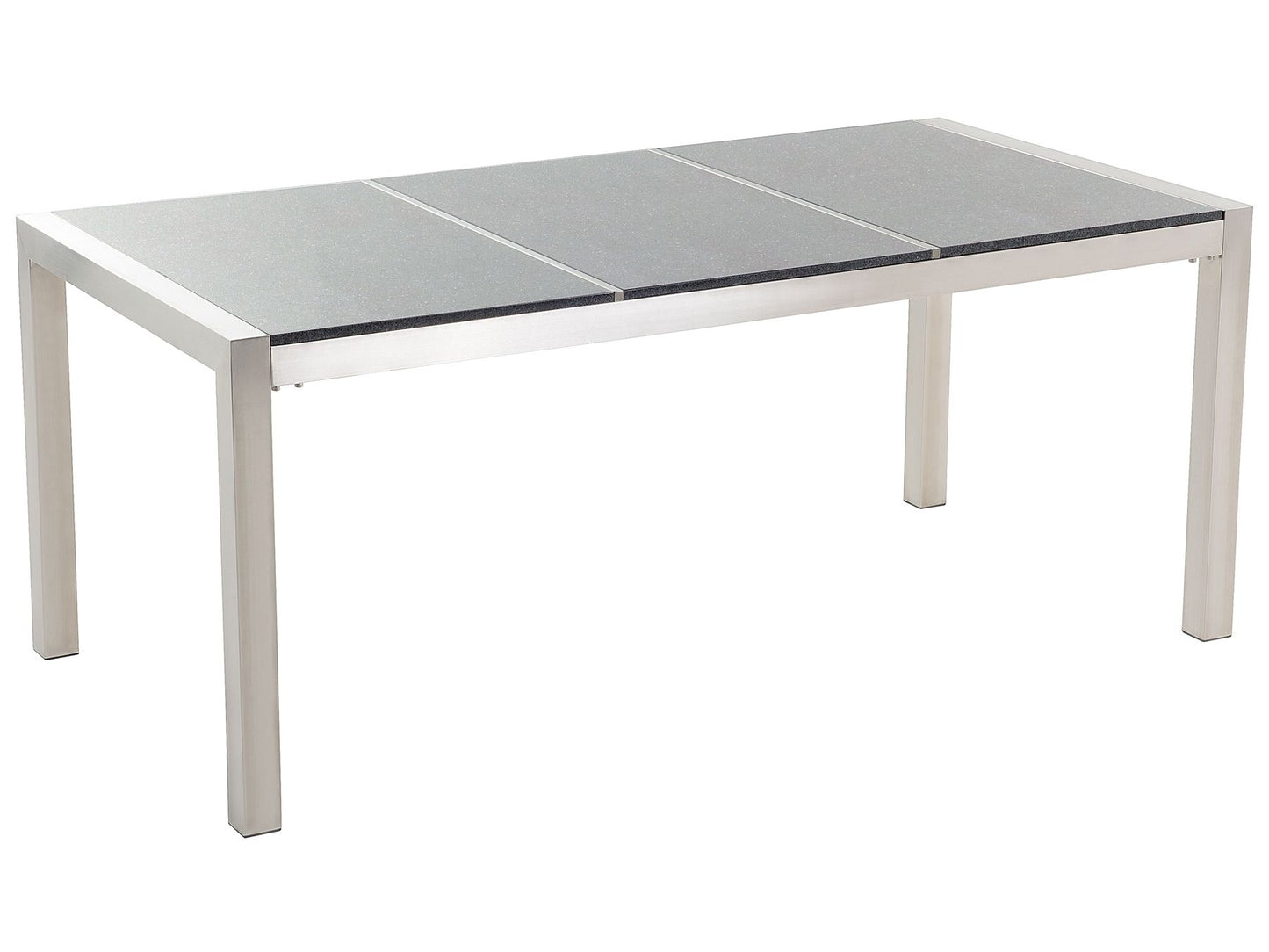Garden Dining Set 6 Seater GROSSETO Triple Plate Granite Polished Grey/ White