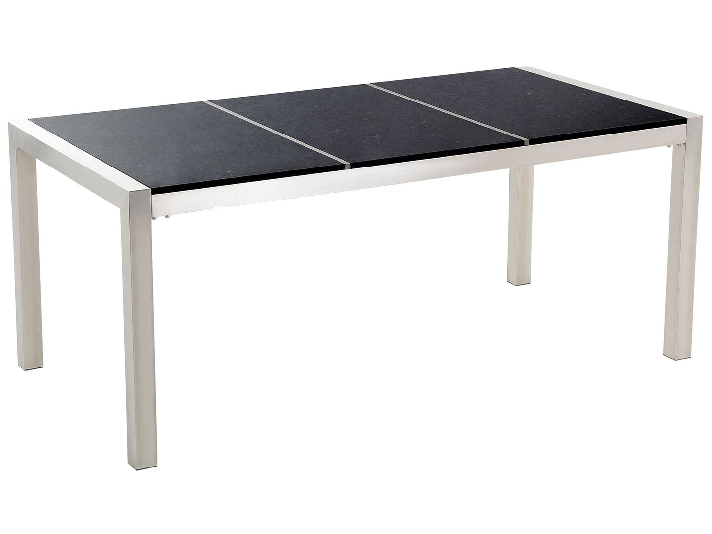 Garden Dining Set 6 Seater GROSSETO Triple Plate Granite Polished Black/ Beige