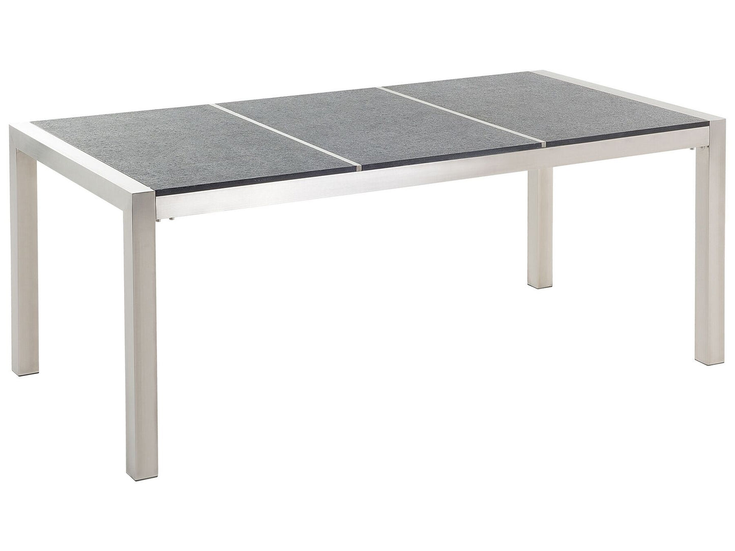 Garden Dining Set 6 Seater GROSSETO Triple Plate Basalt Flamed Black/ Grey