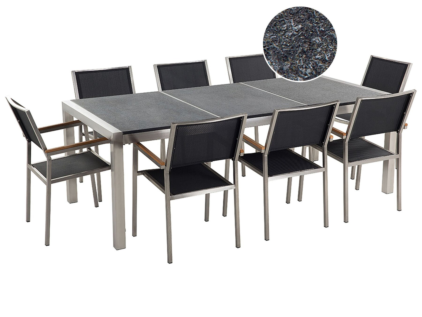 Set of 6 Garden Chairs GROSSETO Stainless Steel Black