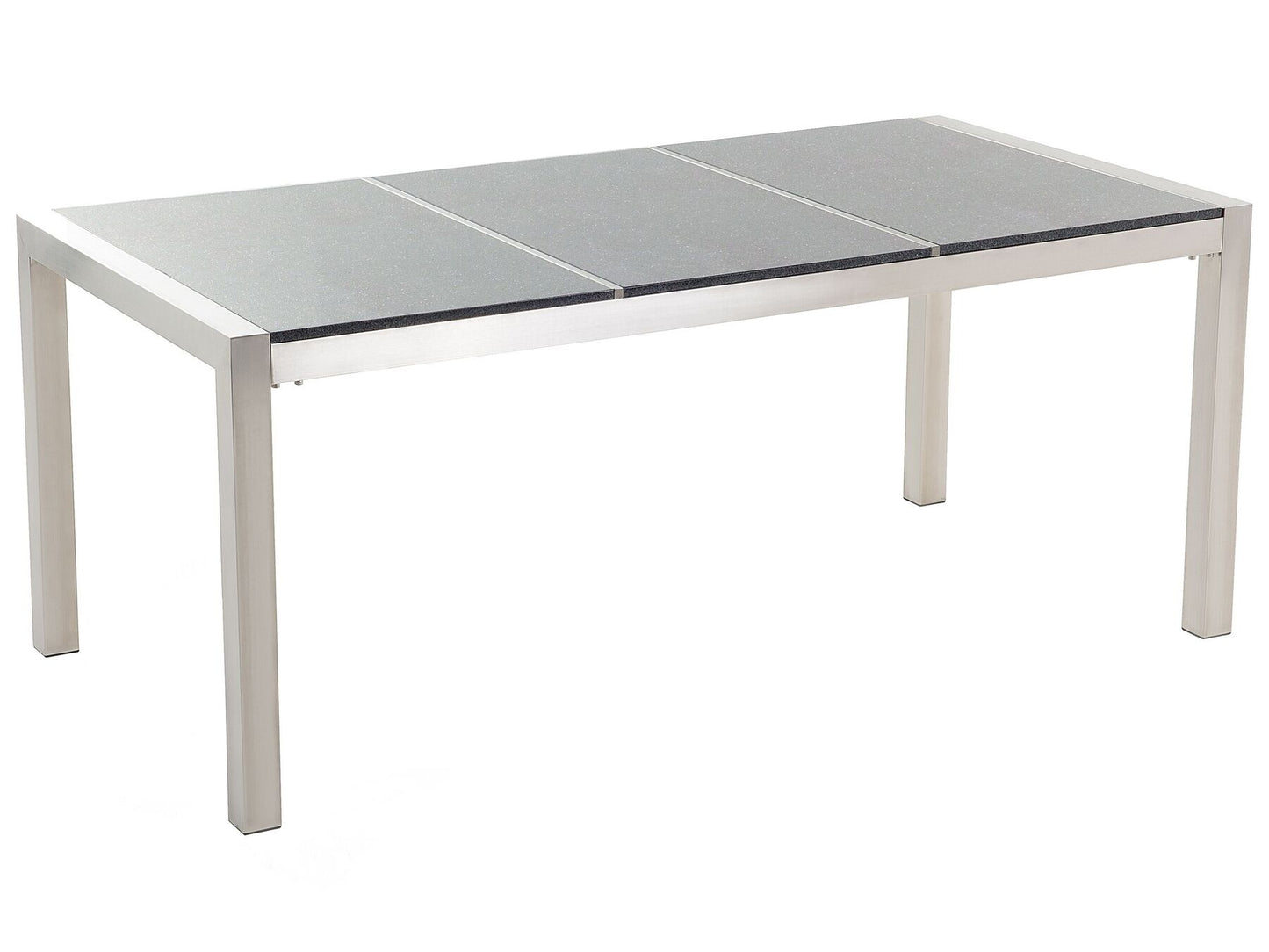Garden Dining Set 6 Seater GROSSETO Triple Plate Granite Polished Grey/ Black