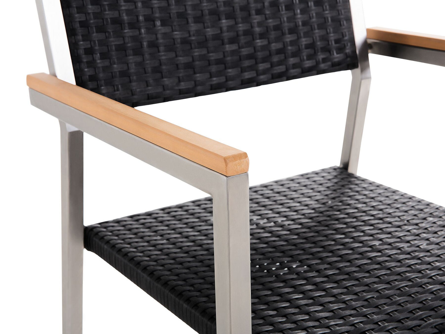 Garden Dining Set 6 Seater GROSSETO Triple Plate Granite Polished Grey/ Black