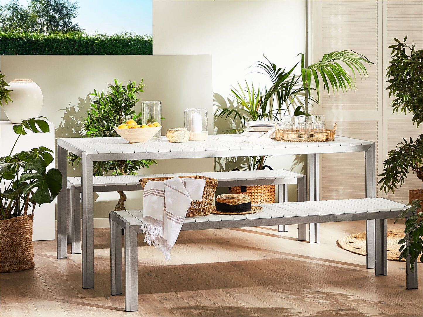 Garden Dining Set 6 Seater NARDO White