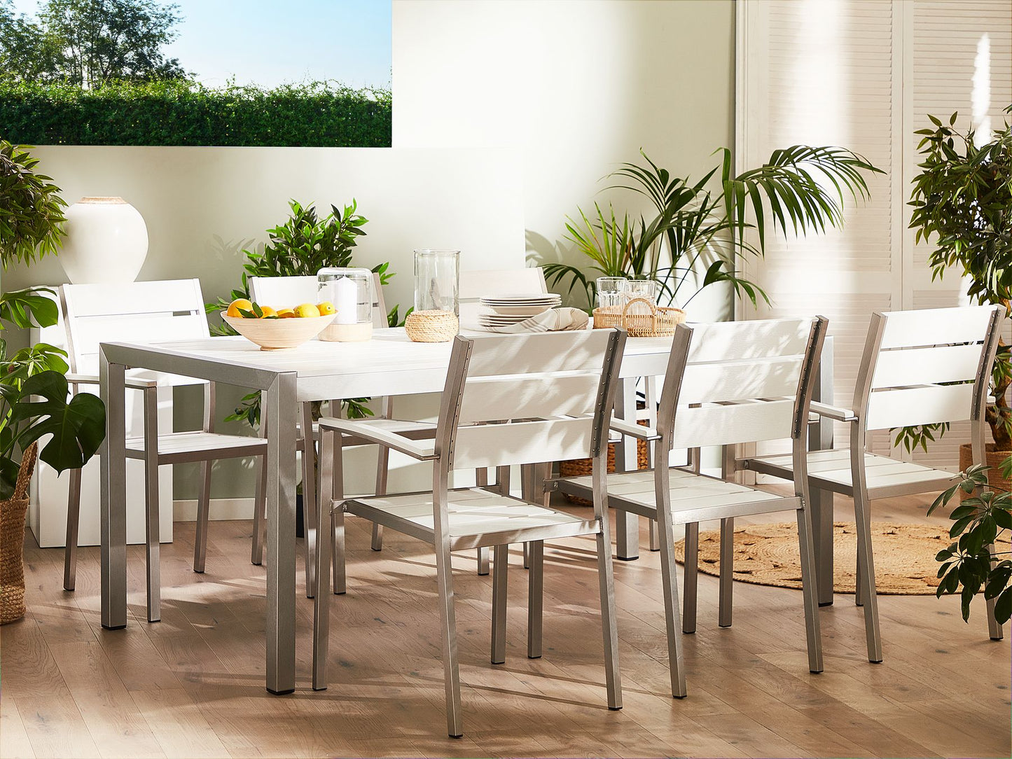 Garden Dining Set 6 Seater VERNIO White