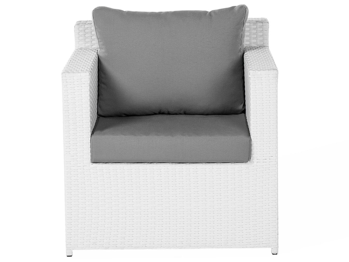 Garden Lounge Set with Table and Ottoman 6 Seater ROMA PE Rattan White