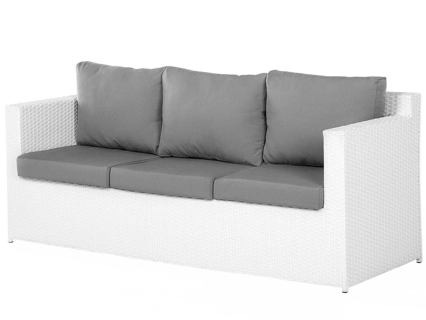 Garden Lounge Set with Table and Ottoman 6 Seater ROMA PE Rattan White