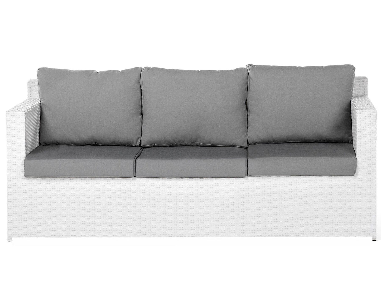 Garden Lounge Set with Table and Ottoman 6 Seater ROMA PE Rattan White
