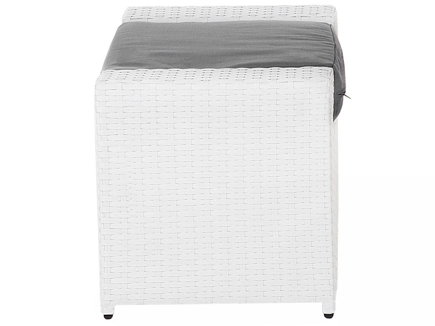 Garden Lounge Set with Table and Ottoman 6 Seater ROMA PE Rattan White