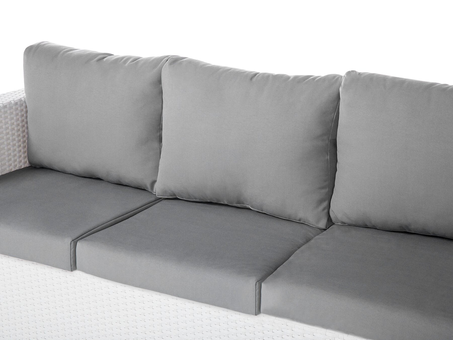 Garden Lounge Set with Table and Ottoman 6 Seater ROMA PE Rattan White