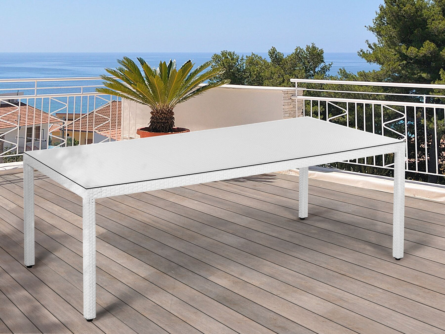 Garden Dining Table cm cm Glass White