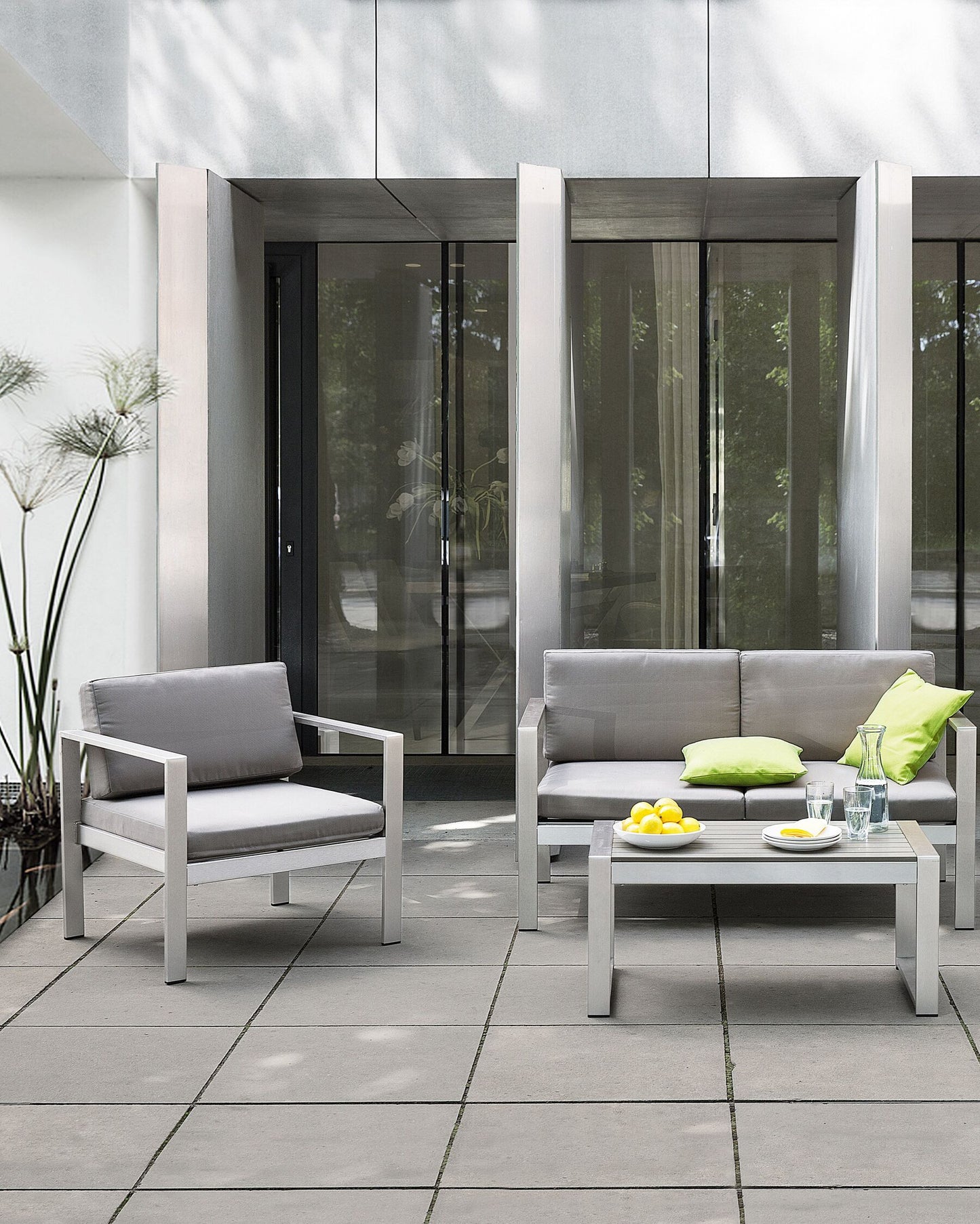 Garden Armchair SALERNO Metal Light Grey