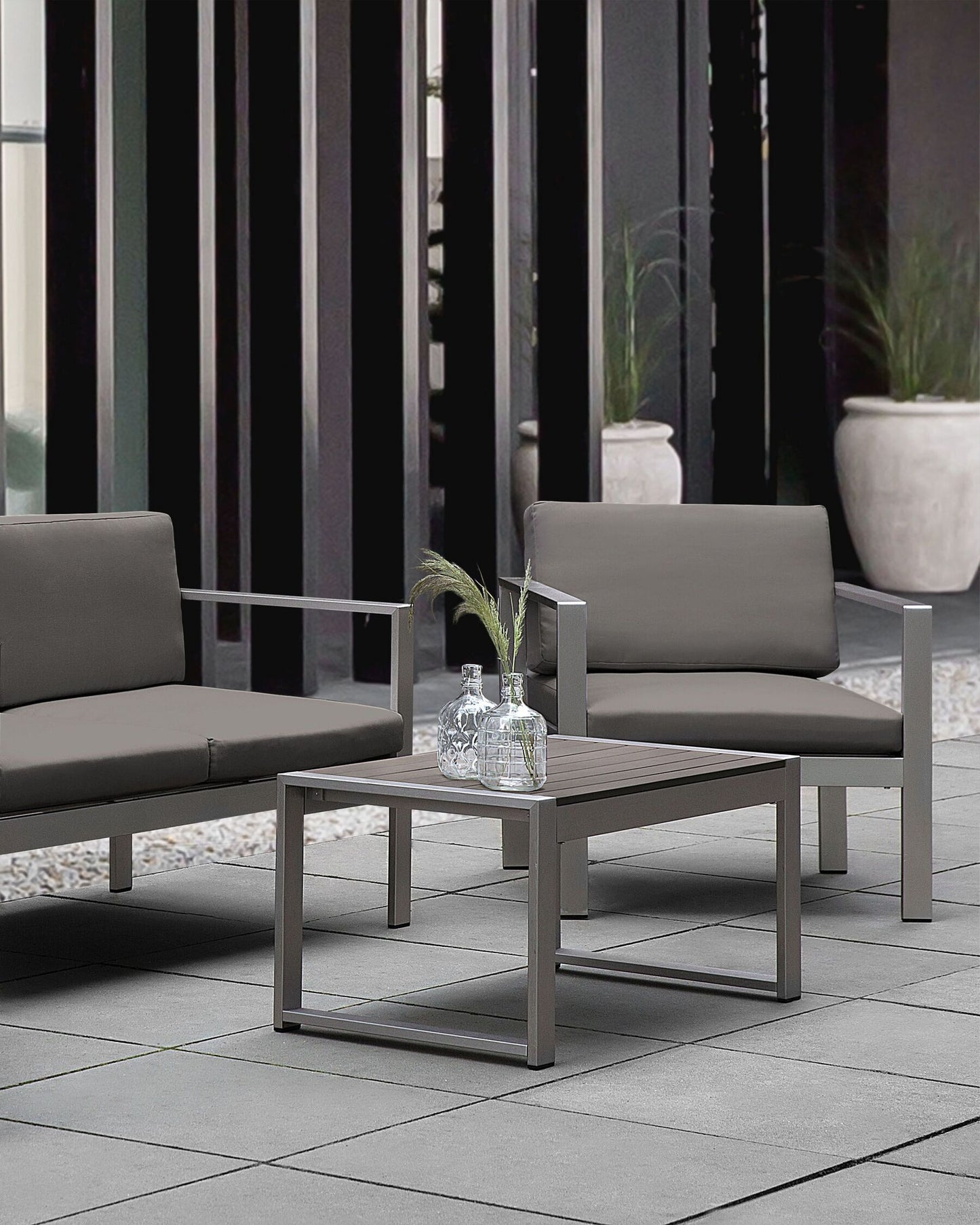 Garden Armchair SALERNO Metal Dark Grey