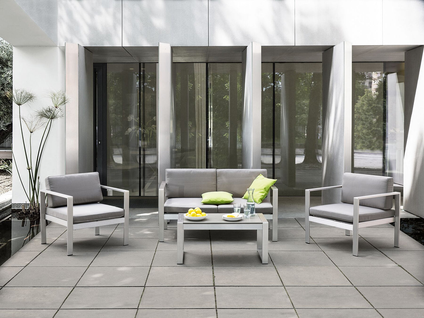Garden Sofa 2 Seater SALERNO Metal Light Grey