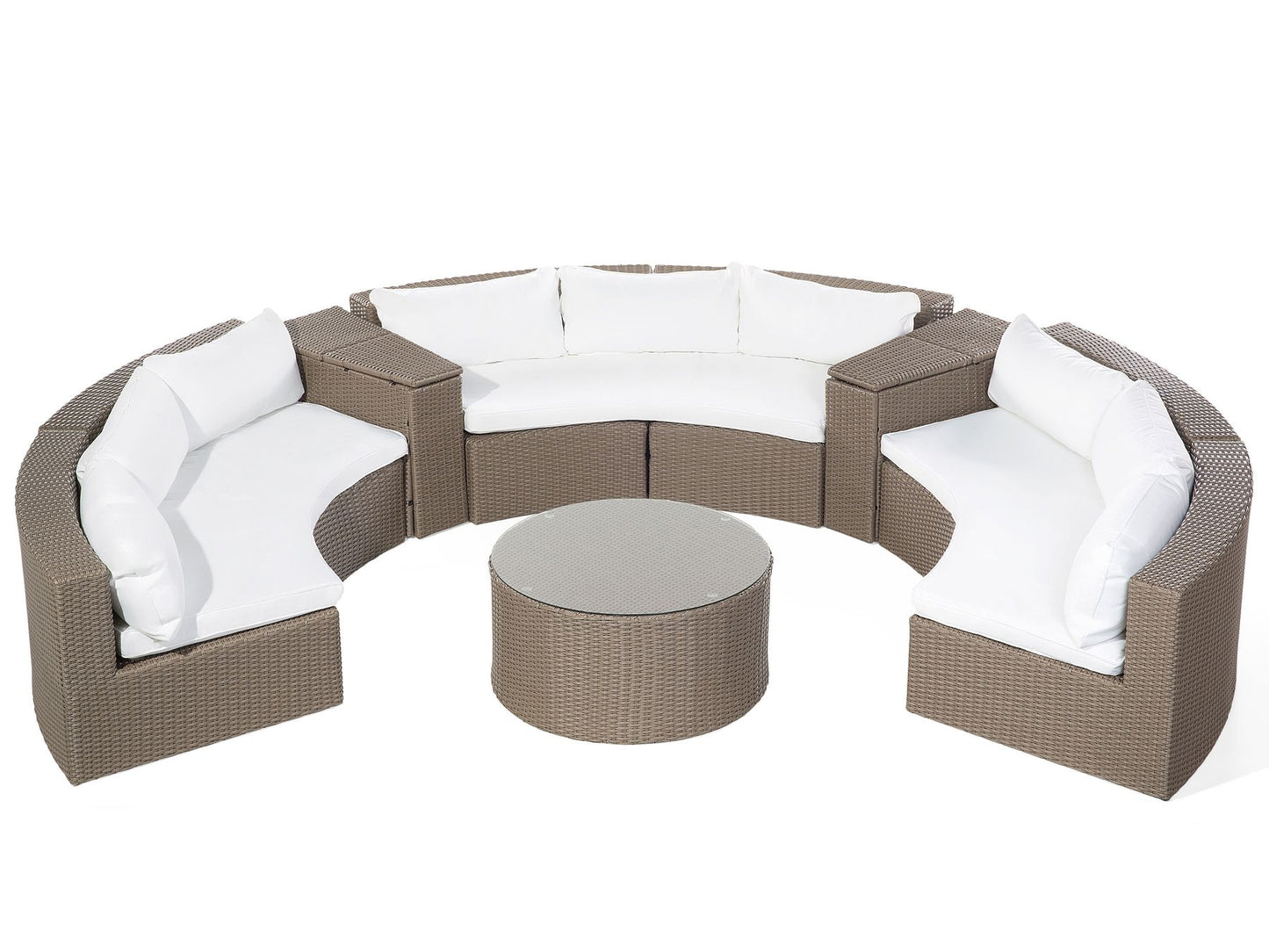 Garden Lounge Set with Table 9 Seater SEVERO PE Rattan Brown