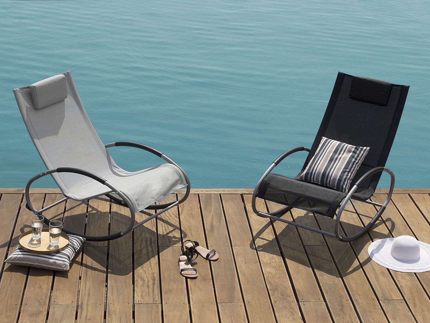 Rocking Sun Lounger Grey CAMPO