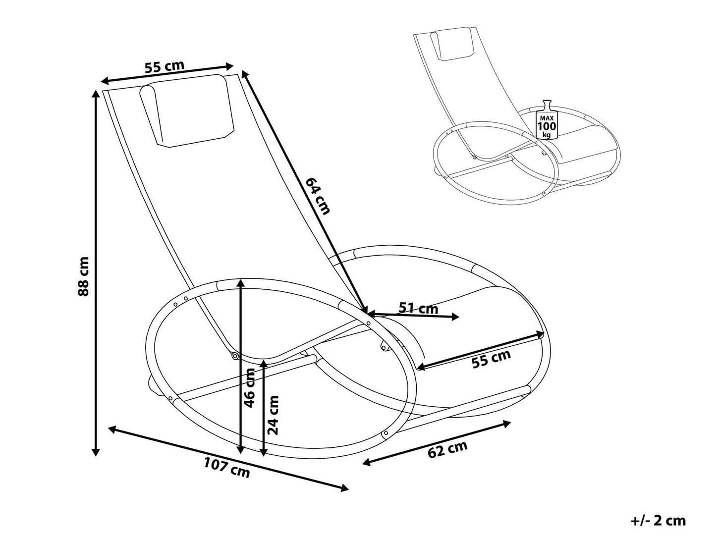 Rocking Sun Lounger Grey CAMPO