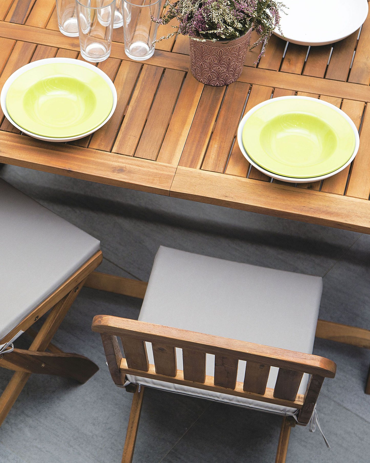 Garden Dining Set 6 Seater CENTO with Cushions Acacia Wood Brown