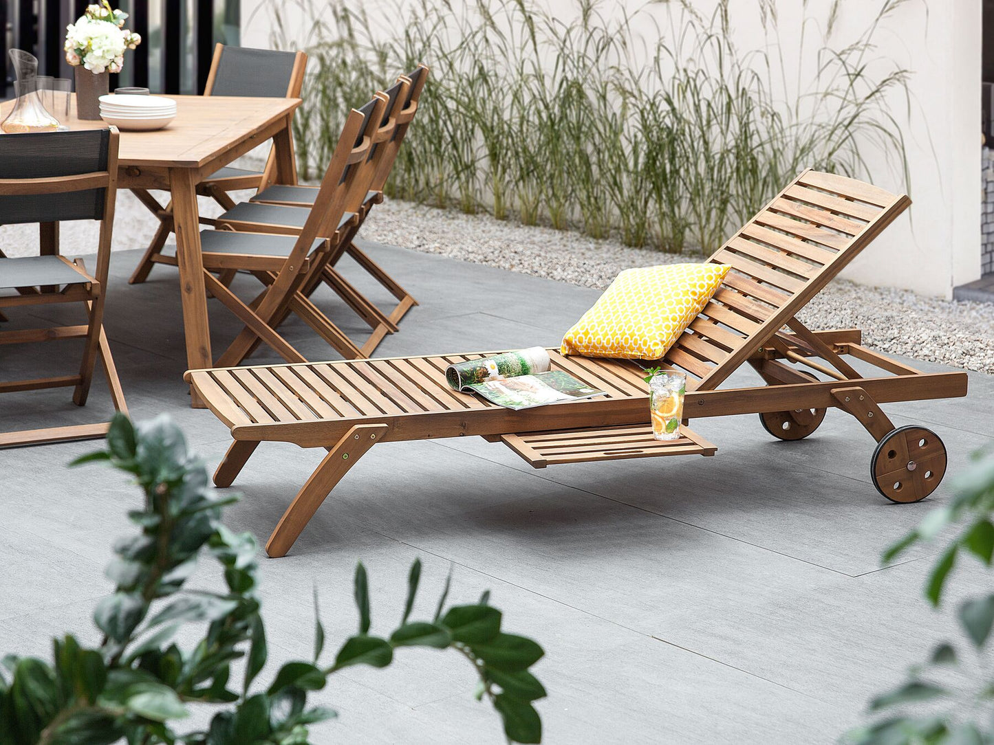 Garden Dining Set with Loungers 8 Seater CESANA Acacia Wood Light Brown