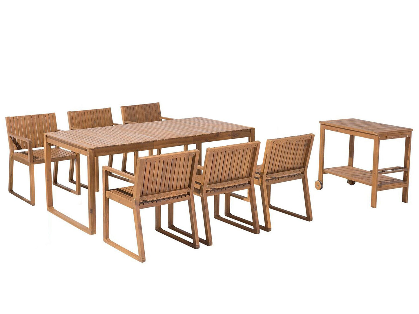 Garden Dining Set with Trolley 6 Seater SASSARI Acacia Wood Brown