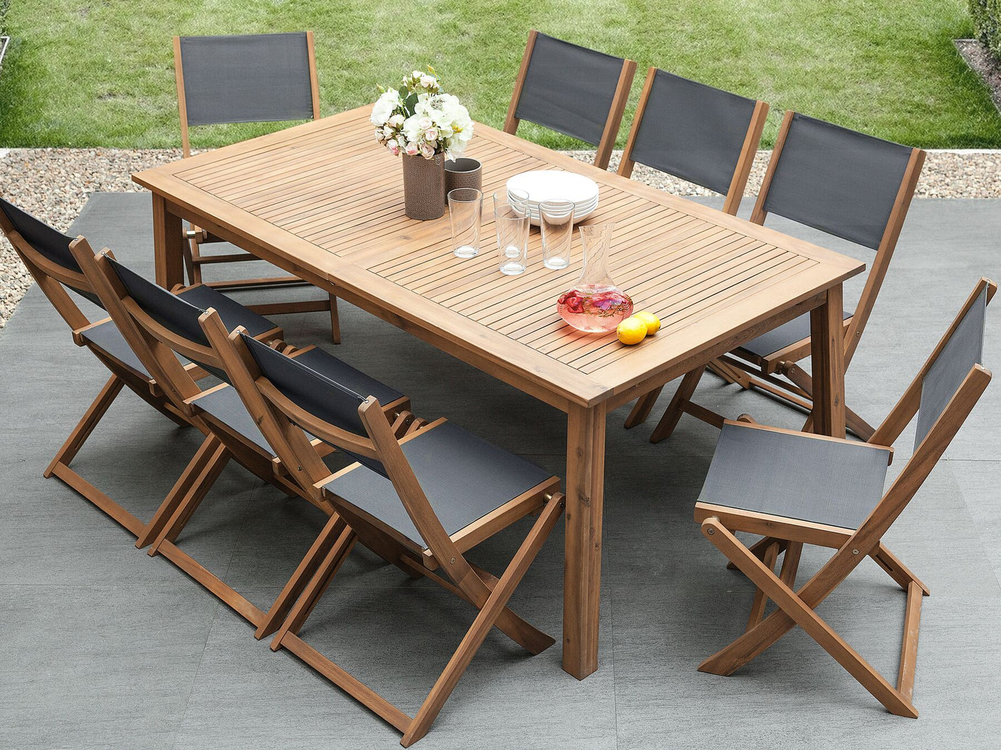 Garden Dining Set with Loungers 8 Seater CESANA Acacia Wood Light Brown