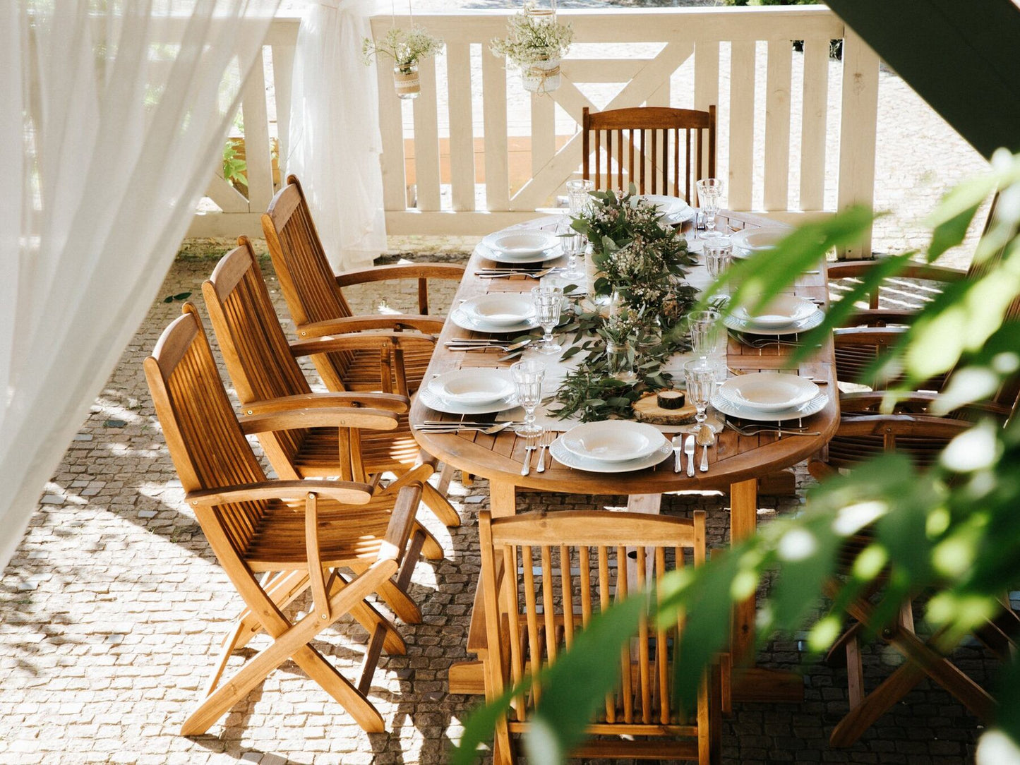Garden Dining Set 8 Seater MAUI Acacia Wood Light Brown