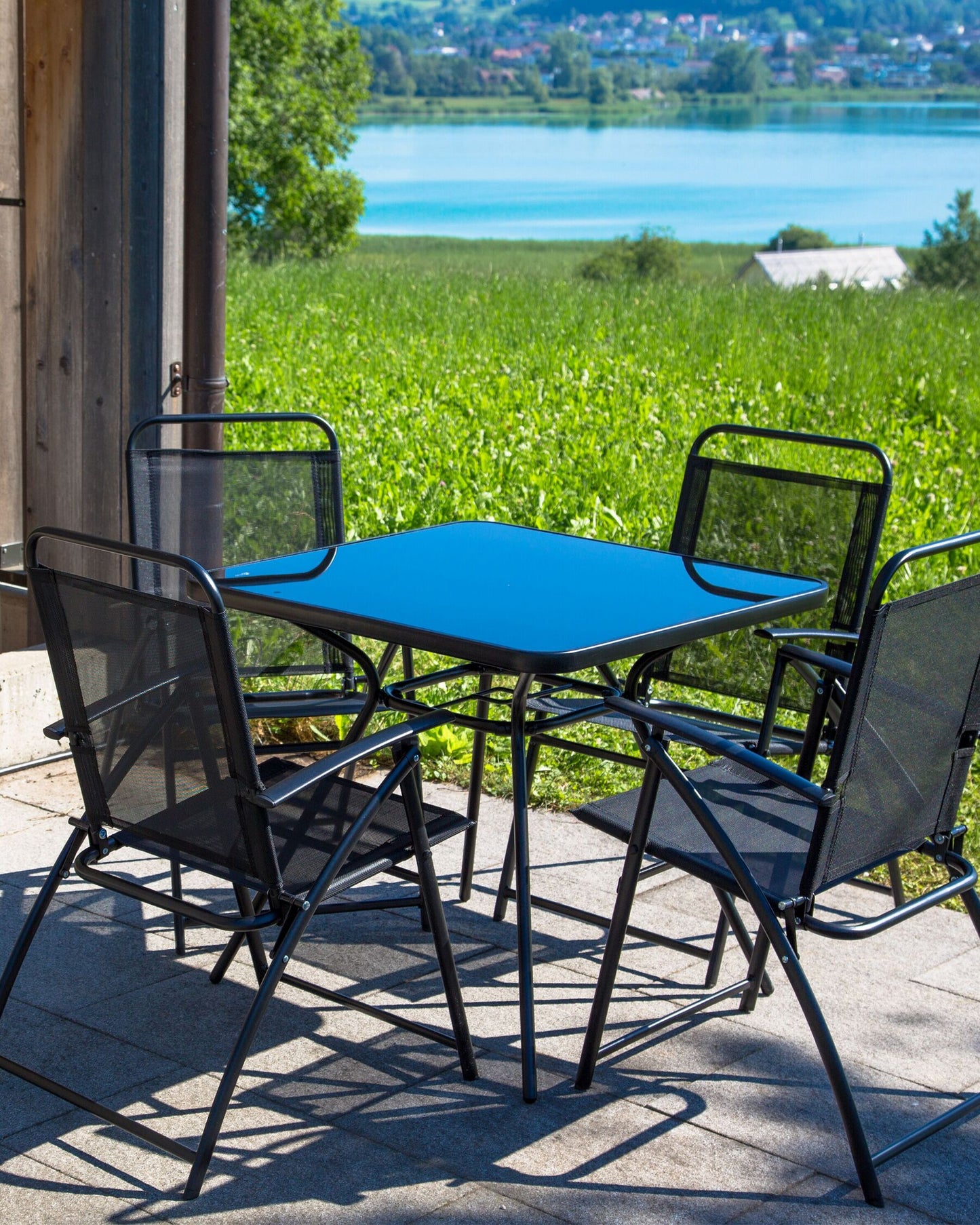Set of 4 Garden Chairs LIVO Metal Black