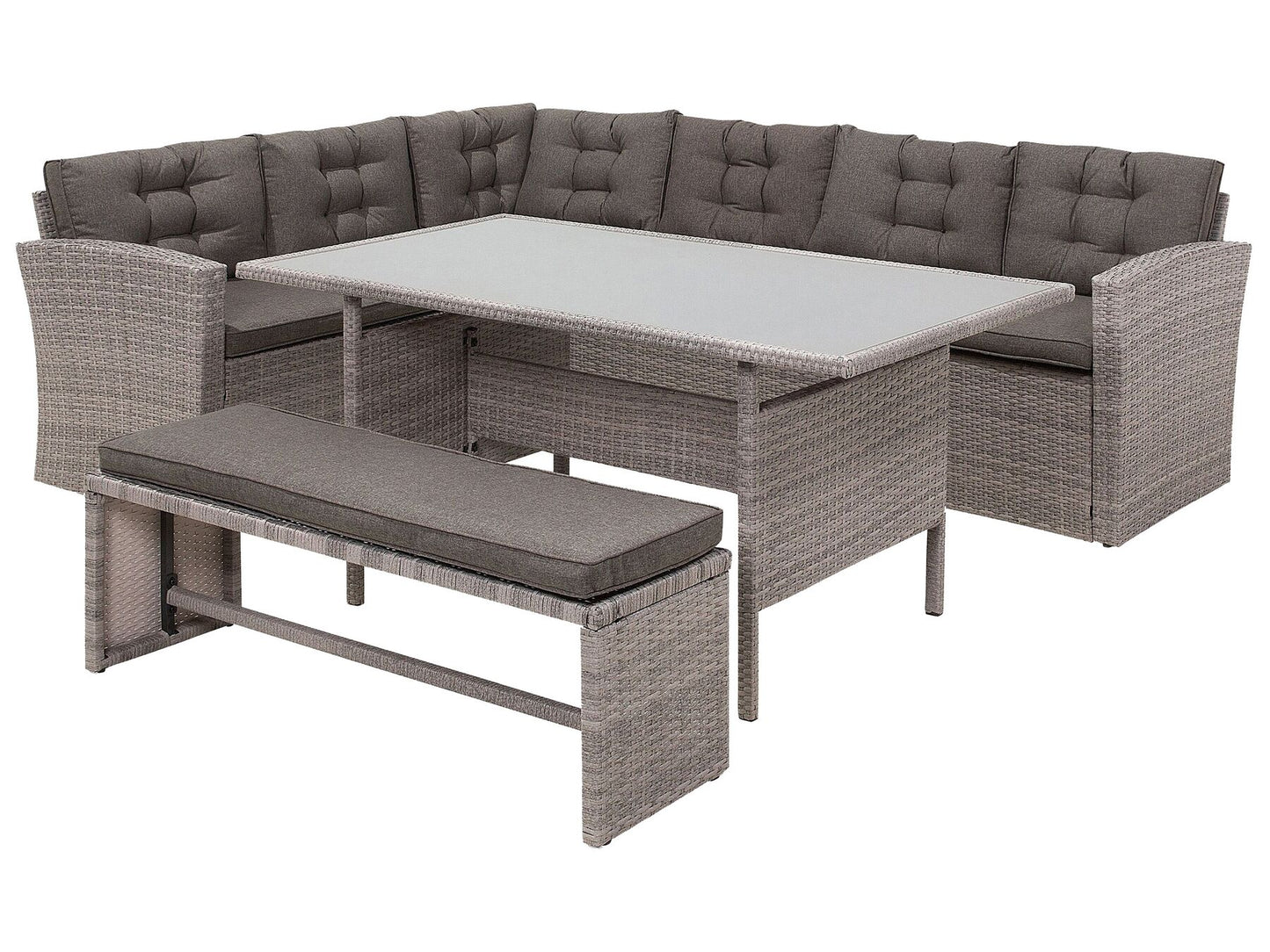 Garden Lounge Set with Table 8 Seater with Cushions Rattan Grey