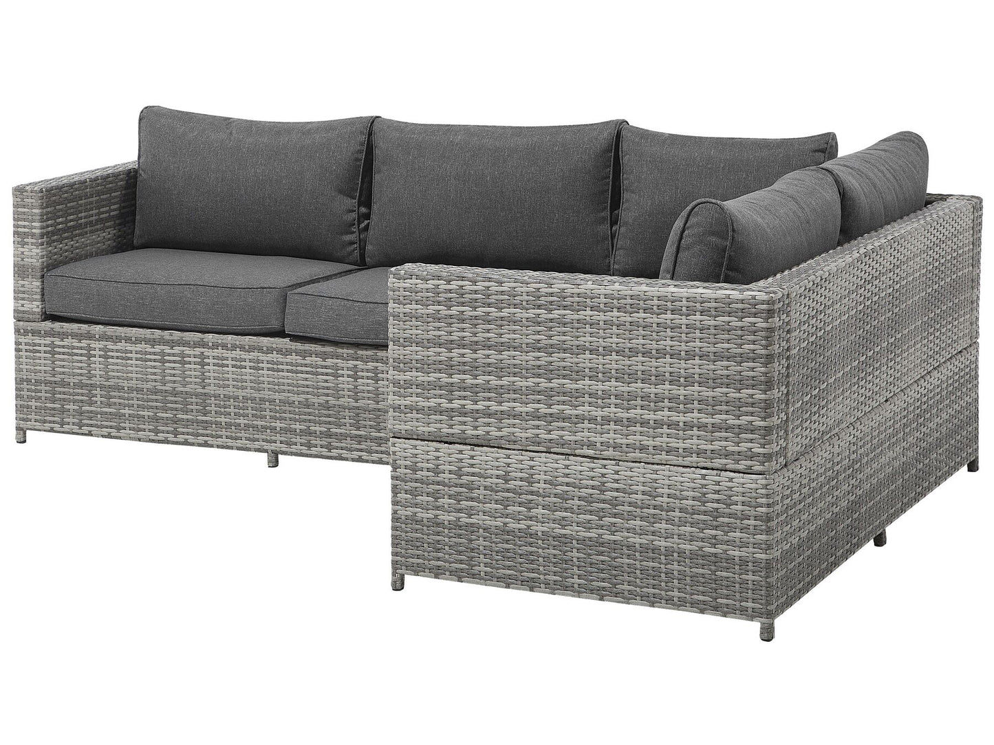 Garden Corner Sofa with Table 4 Seater AVOLA Left Hand PE Rattan Grey