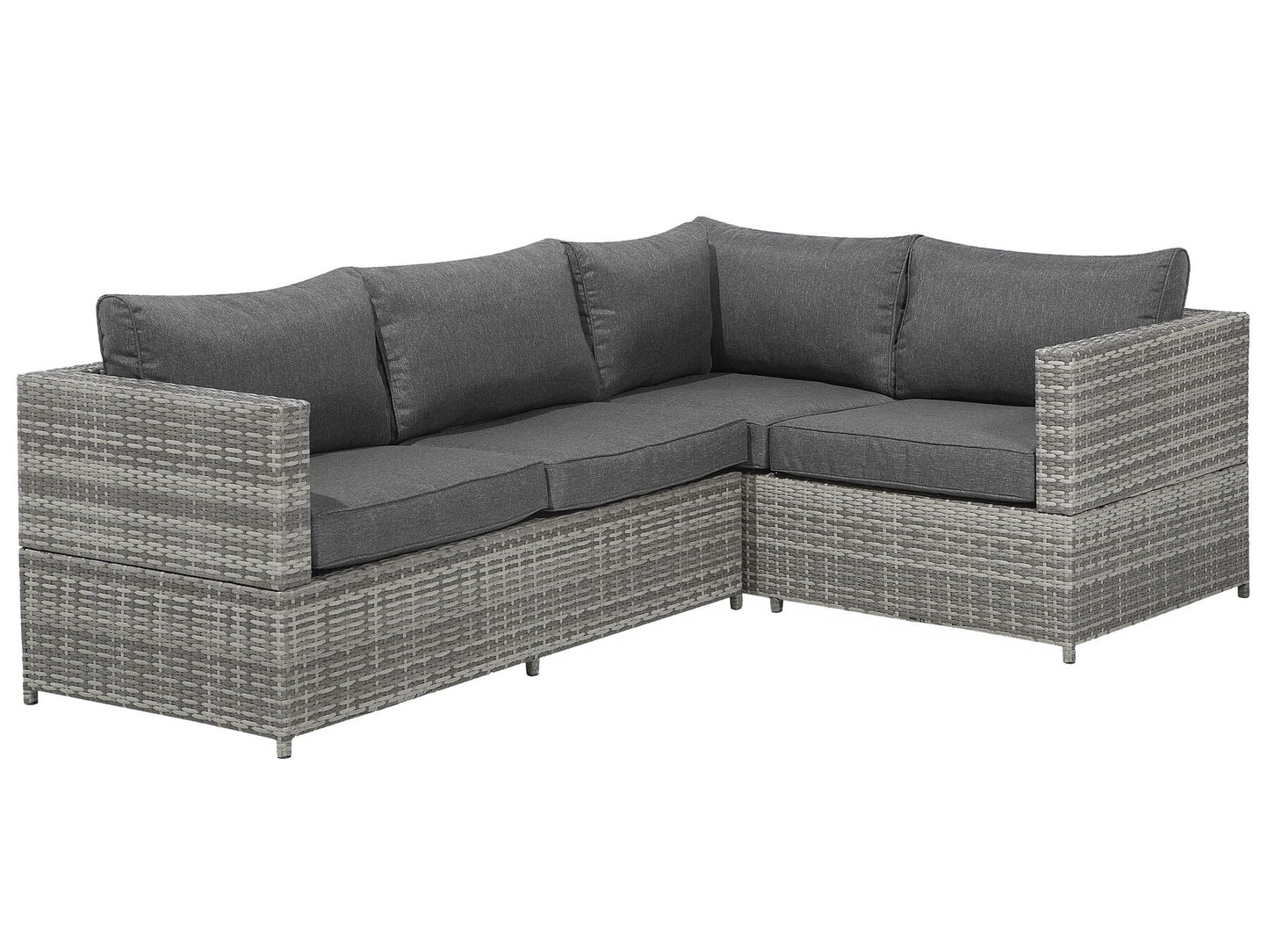 Garden Corner Sofa with Table 4 Seater AVOLA Left Hand PE Rattan Grey