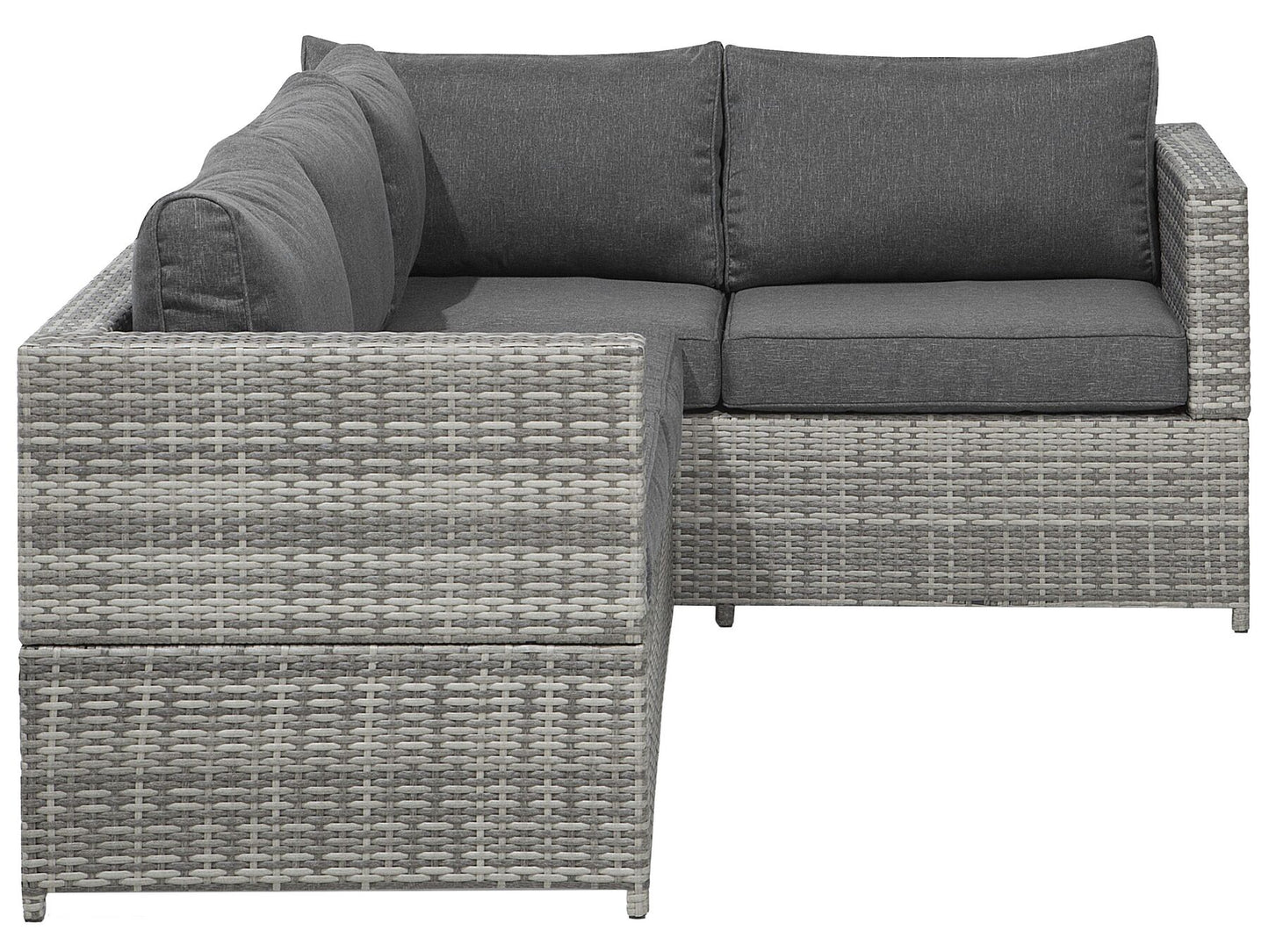 Garden Corner Sofa with Table 4 Seater AVOLA Left Hand PE Rattan Grey