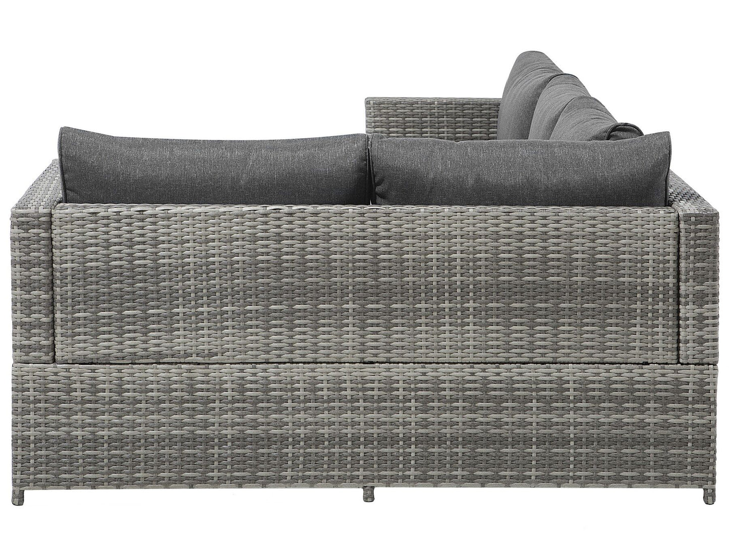 Garden Corner Sofa with Table 4 Seater AVOLA Left Hand PE Rattan Grey
