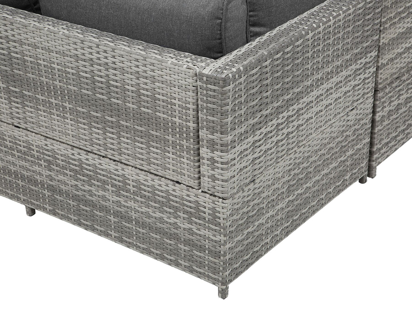 Garden Corner Sofa with Table 4 Seater AVOLA Left Hand PE Rattan Grey