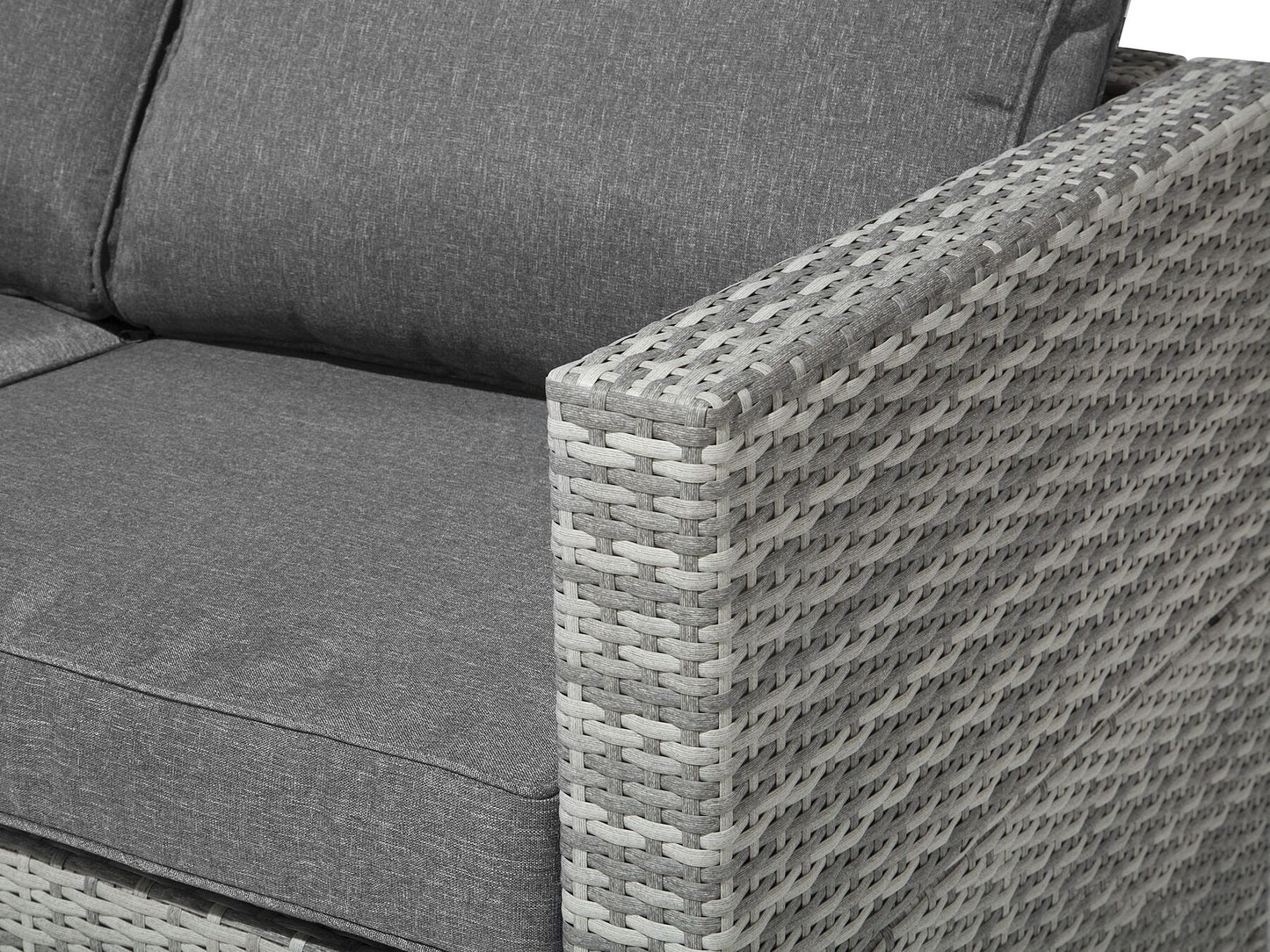 Garden Corner Sofa with Table 4 Seater AVOLA Left Hand PE Rattan Grey