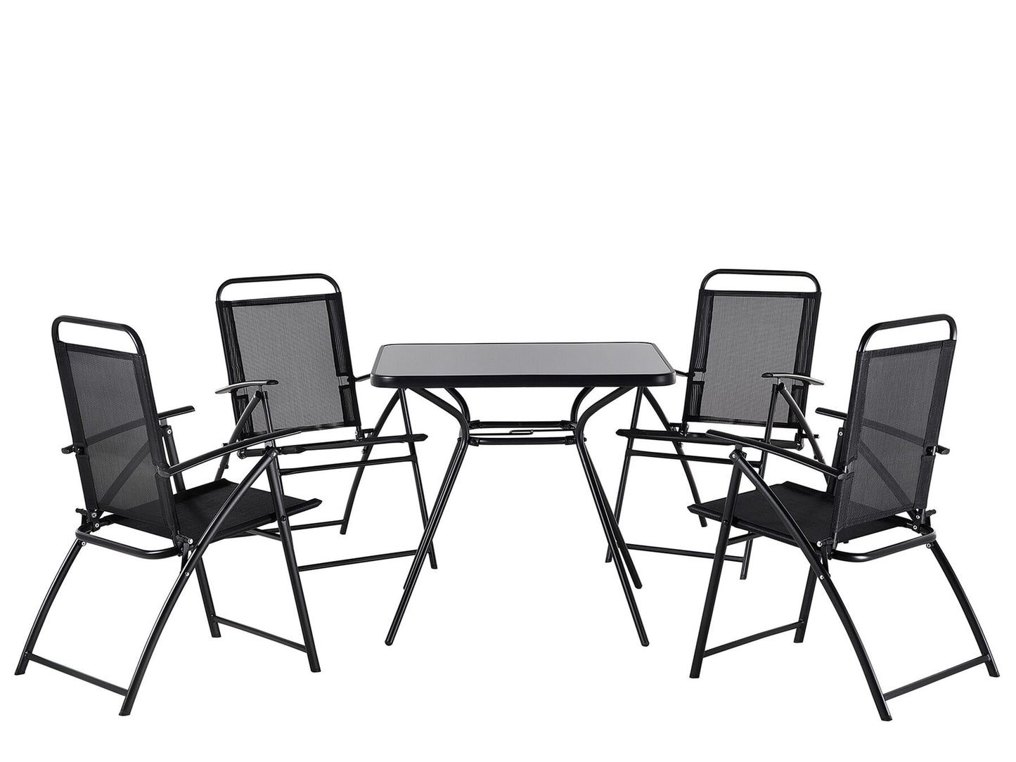 Garden Dining Set 4 Seater LIVO Metal Black