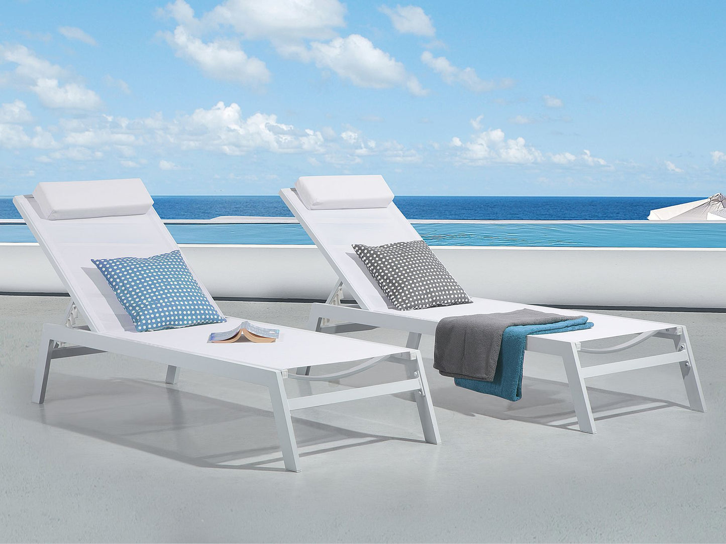 Aluminium Reclining Sun Lounger White CATANIA II
