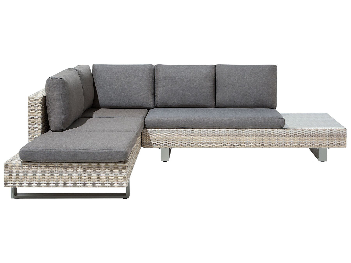 Garden Corner Sofa with Table 5 Seater Right Hand Rattan Grey