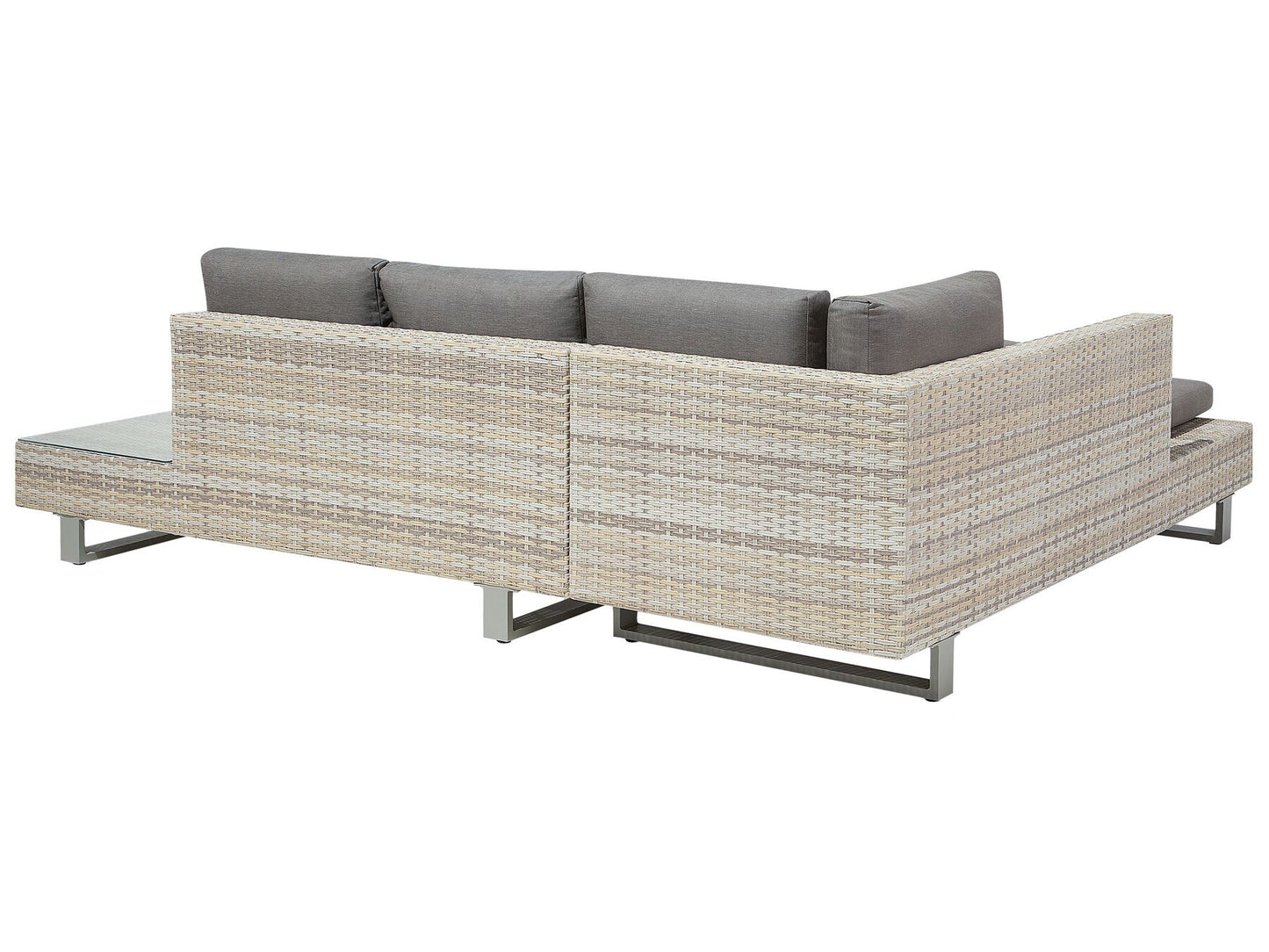 Garden Corner Sofa with Table 5 Seater Right Hand Rattan Grey