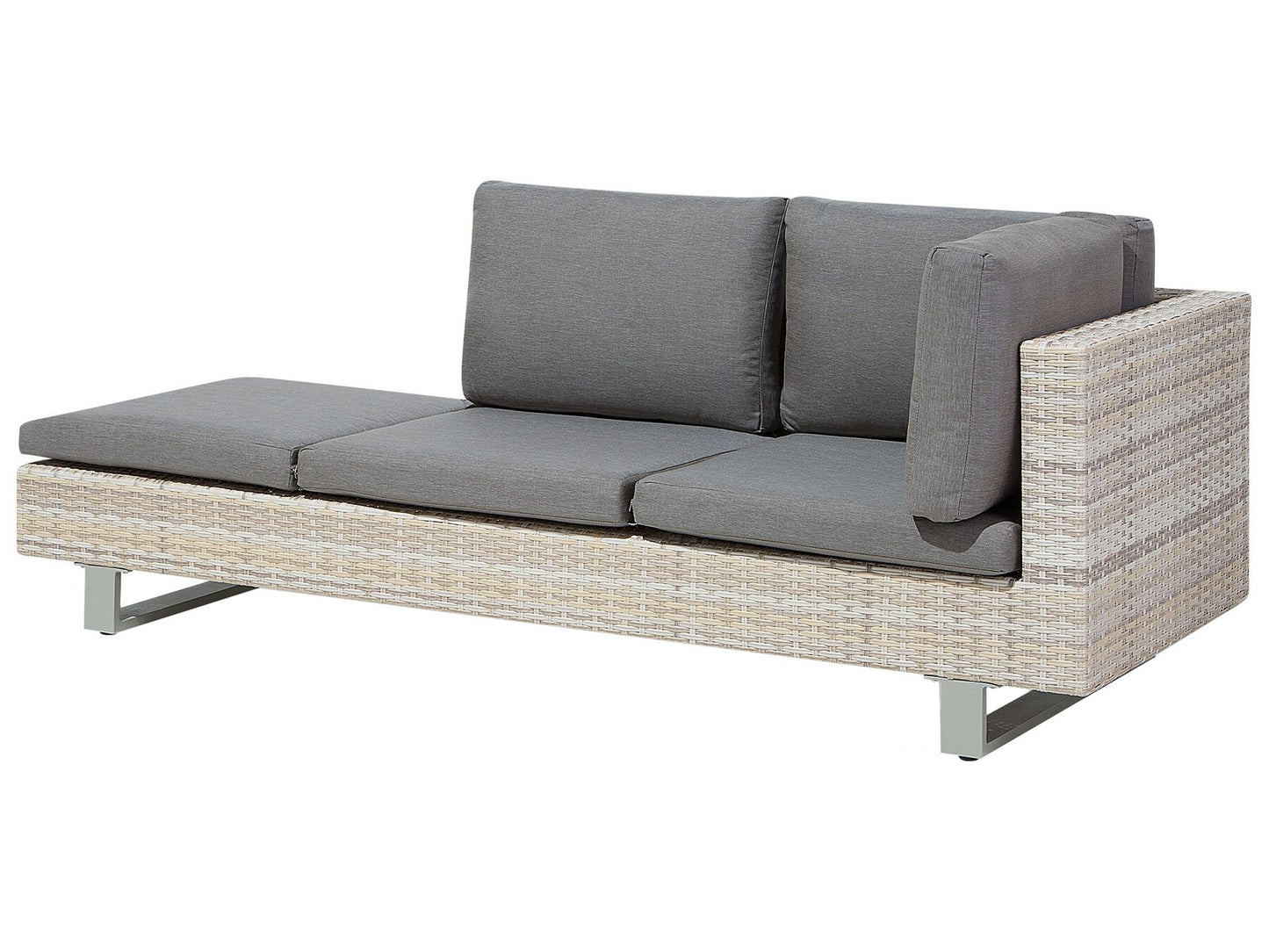 Garden Corner Sofa with Table 5 Seater Right Hand Rattan Grey