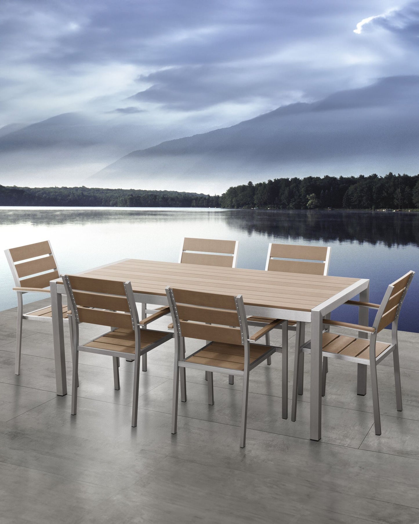 Garden Dining Set 6 Seater VERNIO Brown