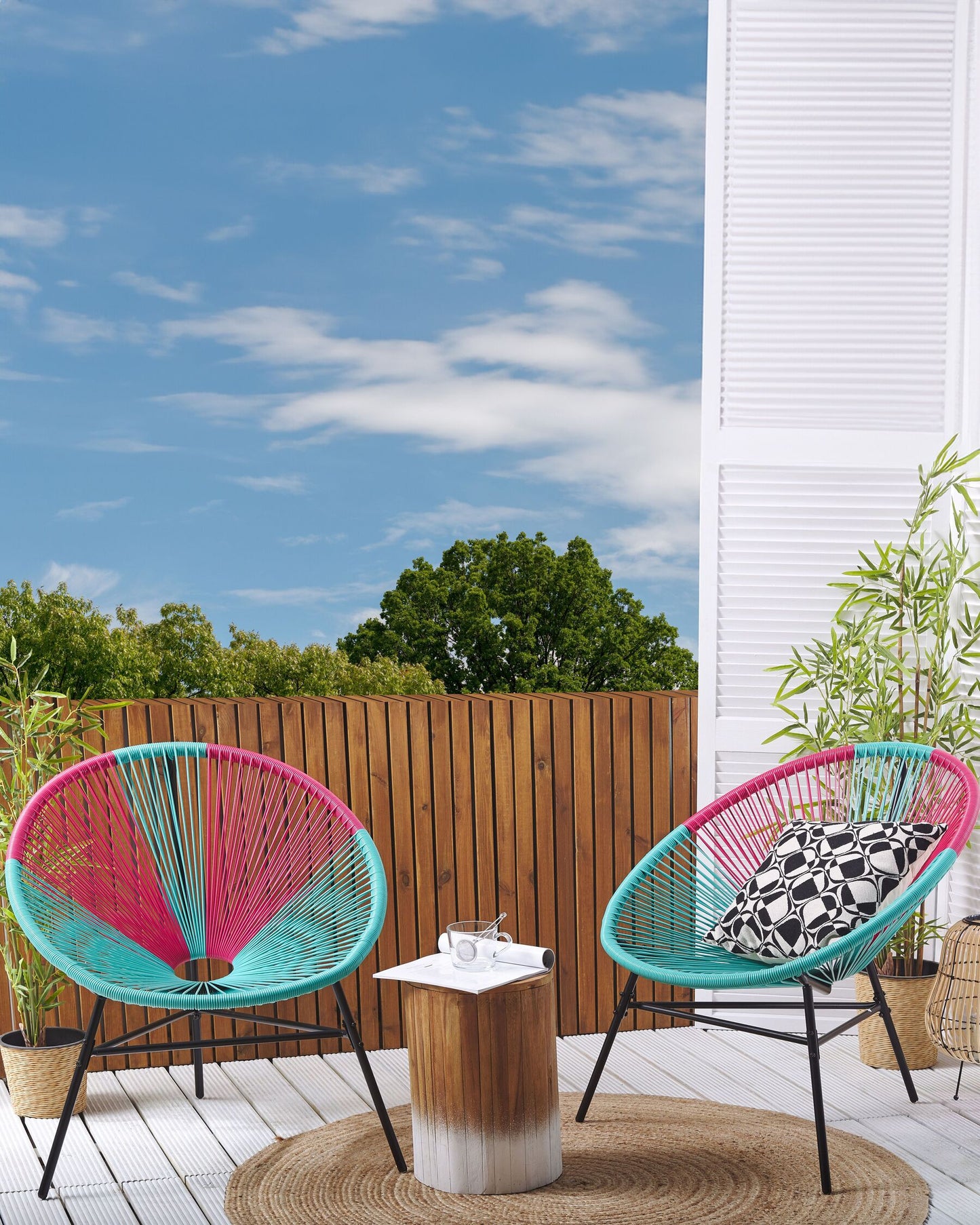 Set of 2 Garden Chairs ACAPULCO PE Rattan Turquoise