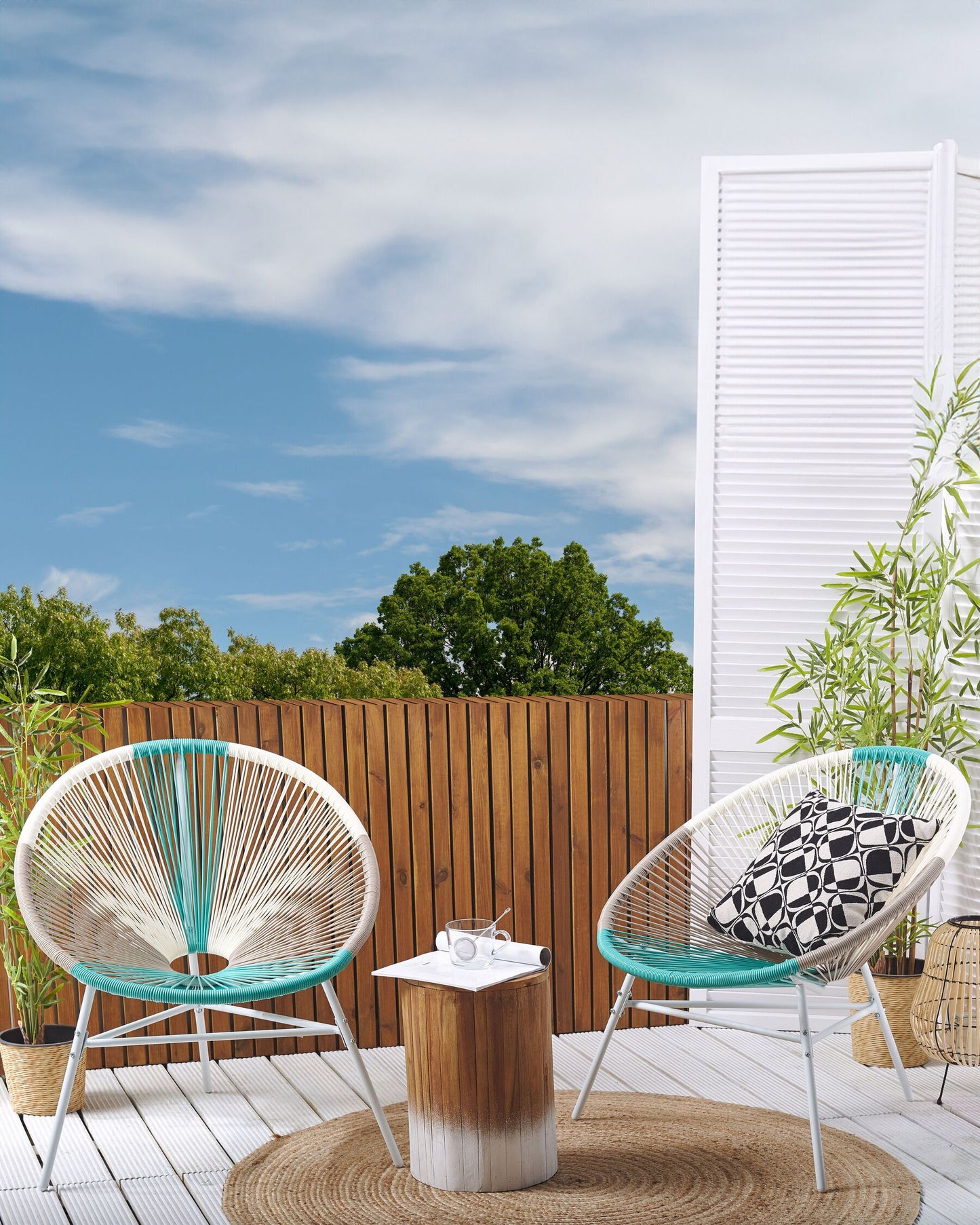 Set of 2 Garden Chairs ACAPULCO PE Rattan White