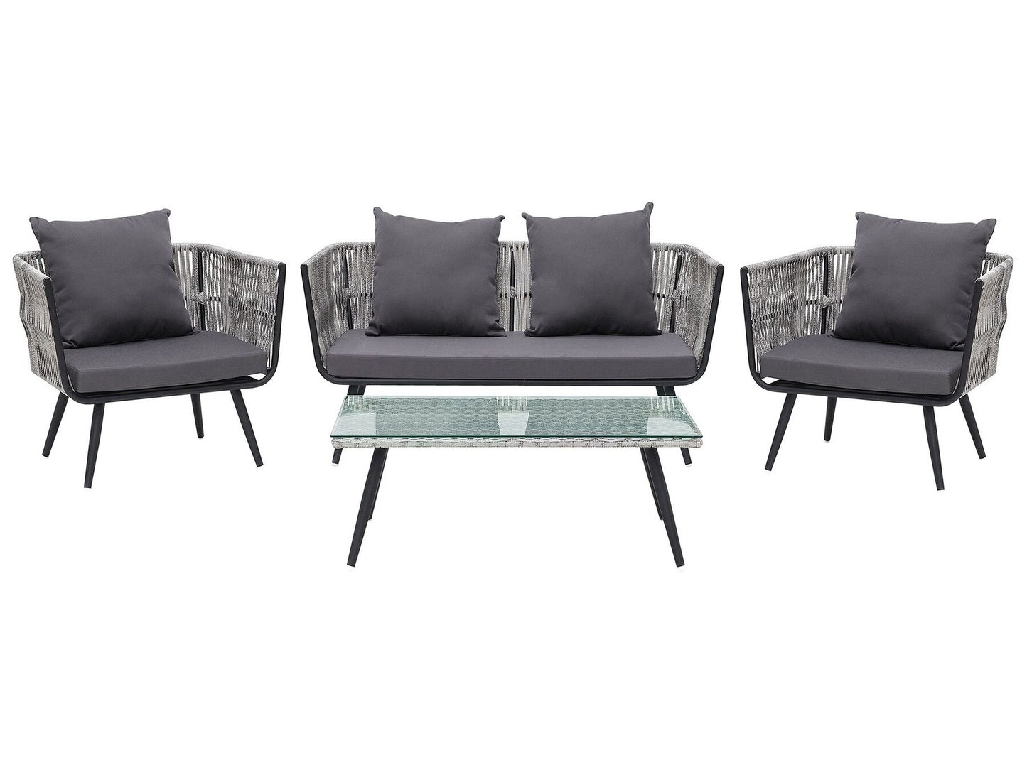 Garden Lounge Set with Table 4 Seater RAGUSA PE Rattan Grey