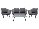 Garden Lounge Set with Table 4 Seater RAGUSA PE Rattan Grey