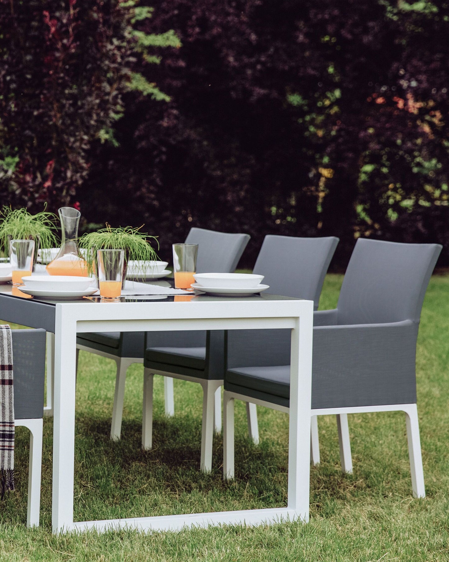 Set of 2 Garden Chairs with Cushions BACOLI Fabric Dark Grey