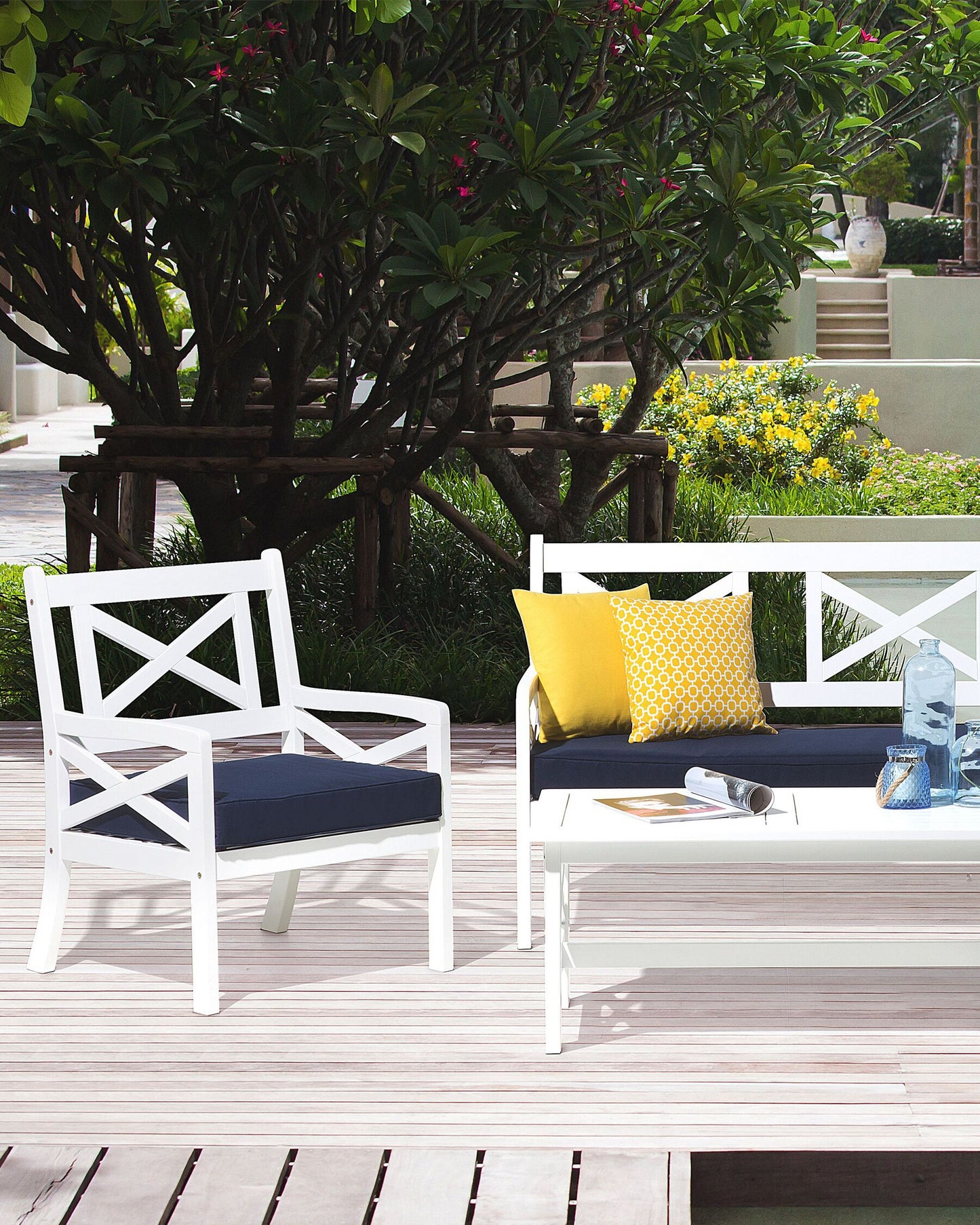 Garden Chair BALTIC Acacia Wood Navy Blue